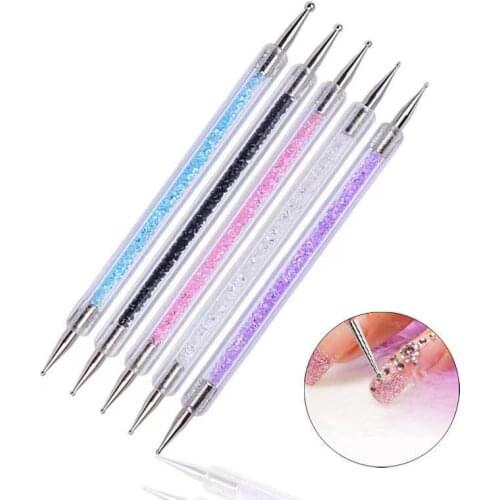 1Set Dual-ended Nail Dotting Pen Crystal Beads Handle Rhinestone Studs Picker Wax Pencil Manicure Nail Art Tool