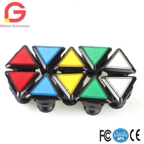 10 Piece/lot Triangle LED Illuminated Push Buttons With Micro Switch For Arcade Machine Games Kits Parts