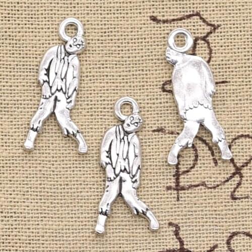 20pcs Charms Walking Dead Zombie Corpse 12x27mm Antique Silver Color Pendants Making DIY Handmade Tibetan Silver Color Jewelry