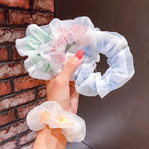 20 PCS/lot Mesh Chiffon Flower Scrunchie Women Elastic Hair Rubber Bands Hair Ties Ponytail Holder Headwear Braiders