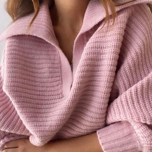 2021 Autumn Winter Turn-collar Oversized Sweater Pullovers Women Elegant Long Sleeve Female Casual Plus Size Sweaters Jumper t