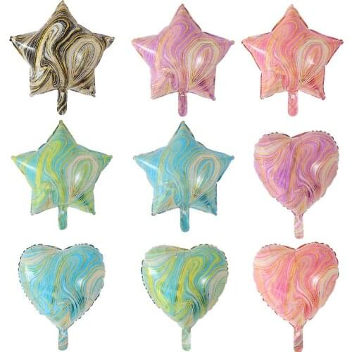 50pcs 18inch Agate Star Heart Foil Helium Balloons Birthday Party Wedding Decoration Aluminum Balloons Kids Toys Air Globos