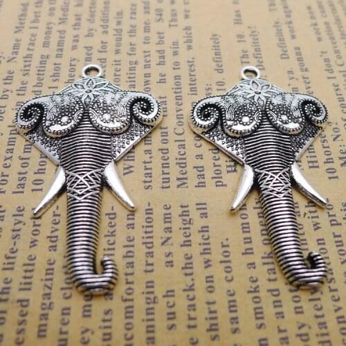 Newest 6Pcs 26*44mm Antique Silver Color Tibetan Elephant Charms Lucky Necklace Pendant Accessory Charms For Jewelry Making