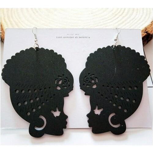 Africa Women Pendant Wood Earrings for Women Black Ethnic Vintage Earrings Accessories Elegant Fashion Jewelry Girl Gifts New