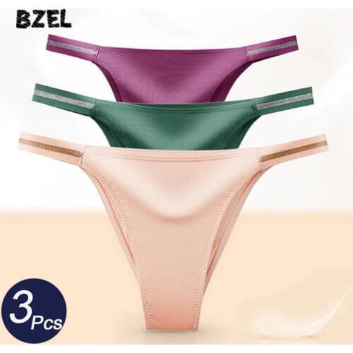BZEL 3Pcs/lot Sexy Womens Cotton Panties Set Underwear Seamless Thongs Low Waist G-String Comfort Lady Lingerie Tanga Bikini