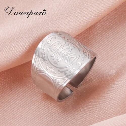 Dawapara Alchemy Lilith Sigil Mother of Night Solomon Magic Kabbalah Amulet Ring Stainless Steel Jewelry