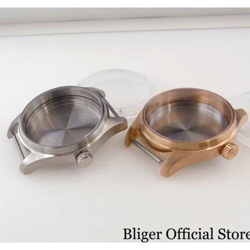 Diving Metal / Cusn8 Real Bronzed Automatic Watch Case 200 Waterproof fit NH35A NH36A Flat Sapphire Crystal