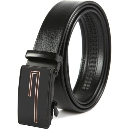 Western Denim Mens Leather Automatic Belt Length Cuttable Belt Buckle Fashion Classic