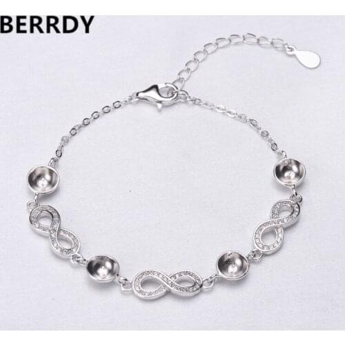 925 Silver Pearl Bracelet Chain Findings, Fashion Charm Bracelet Chain Settings Jewelry Parts Fittings Charm Accessories 2 Color