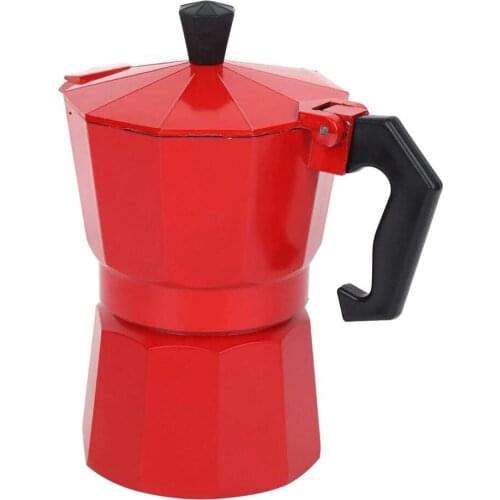 Schnesland Stovetop Espresso Maker- Red Coating Aluminum Moka Pot Italian Coffee Maker for Home Office