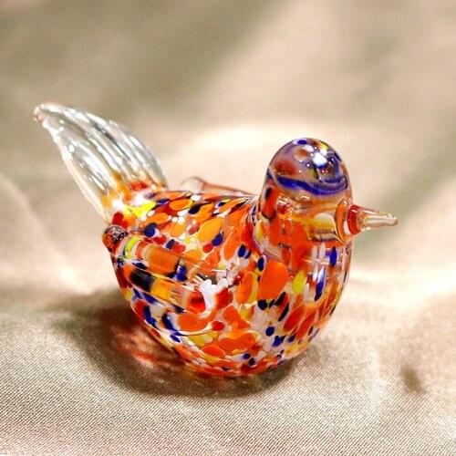 Mini Glass Bird Figurines European Style Cute Hand Blown Art Crafts Animal Ornament Home Tabletop Garden Decor Charm Accessories