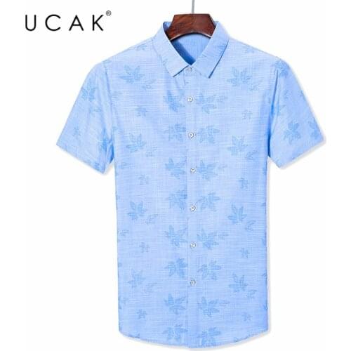 UCAK Brand Summer New Arrivals 2020 Mens Streetwear Short Sleeve Shirt Clothing Turn-down Collar Shirts Homme Clothes U6062