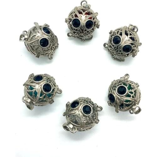 Natural Amethyst Opal Sandstone Copper Hollow Ball Pendant Owl Shape Pendant Jewelry Making DIY Necklace Bracelet Accessories