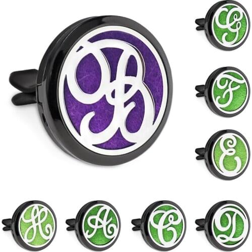 New Letter Black 30mm Magnet Open Essential Oil Car Vent Clip Perfume Locket Car Diffuser Locket Free 10 Pads