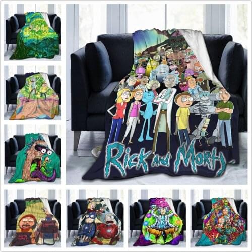 Rick Morti Blanket Flannel Throw Blankets Micro Fleece Cozy Plush Covers for Bed Car and Home Decoration