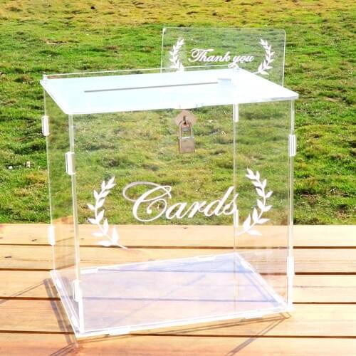 OurWarm 2020 New Wedding Card Box Acrylic Clear Innovation Card Box Wedding Anniversary Baby Shower Decorations Card Box 25.5*23
