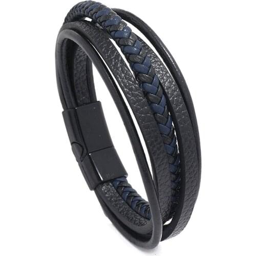 Modyle Hot Trendy Genuine Leather Bracelets Punk Vintage Multilayer Braided Rope Bracelets Bangles for Men Jewelry Wholesale