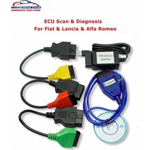 Professional For Fiat ECU Scan Diagnostic Cables Adapters FiatECUScan + MultiECUScan For Fiat / Alfa Romeo / Lancia OBD2 Scanner