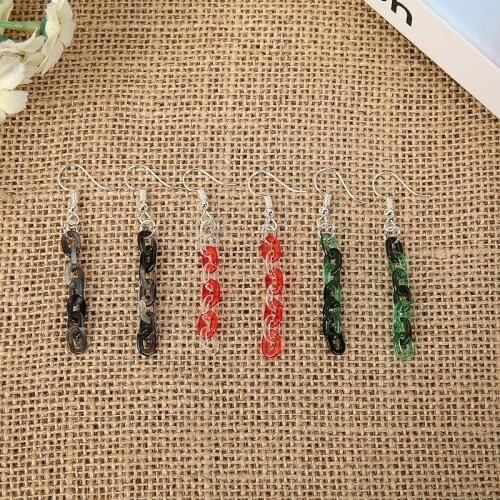 1pair Gradient Acrylic Chain Long Earrings For Women Resin Geometric Chain Drop Earrings Boho Party Jewelry