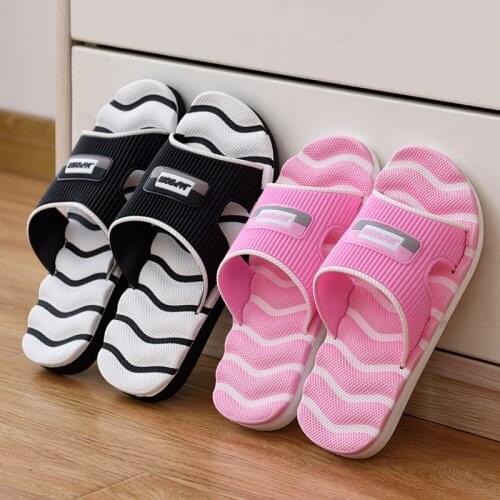 Womens/Men Summer Striped Slippers Outdoor Beach Flip-flops Woman/Man Slides Indoor Bathroom Home Shoes Ladies Sandals Big EU46