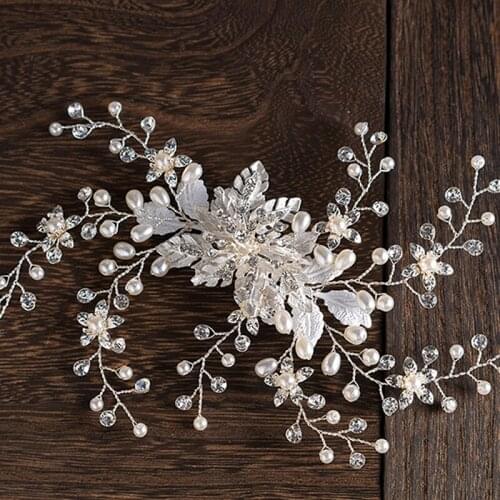 Wedding Hair Accessories Clips Romantic Crystal Pearl Flower HairPin Rhinestone Tiara Bridal Crown Hair Pins Bride Hair Jewelry