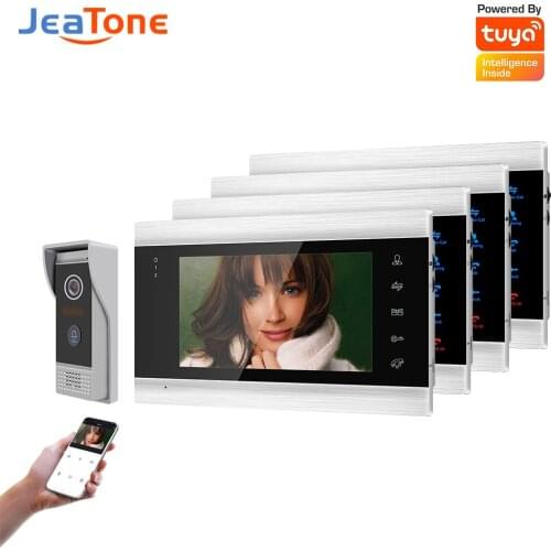 Doornanny Villa Apartment WiFi Video Intercom System One To 4Monitors Tuya Doorbell Doorphone Video Call Intercom Kit AHD 720P