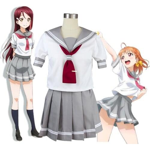Japanese Anime Love live Cosplay School Uniform Sunshine Aqours costume Takami Chika Girls Sailor Uniforms Halloween Carnival