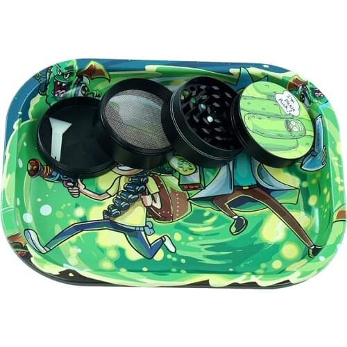 Funny Metal Smoke Rolling Tray 140mm * 180mm + 4 Layers Tobacco Grinder Shredder Smoking Accessories Unique Tools