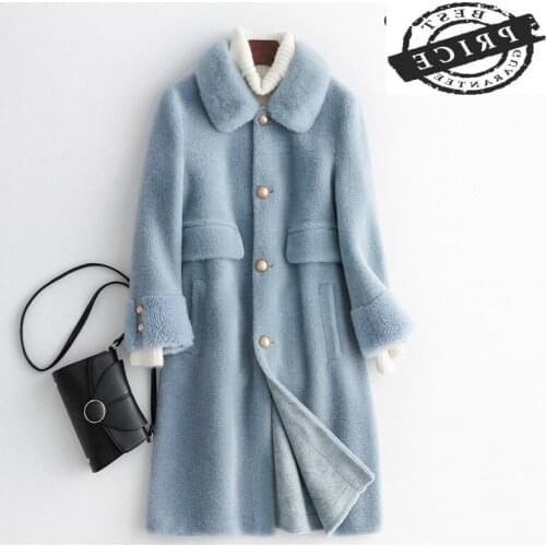 Fur Coat Real Female Winter Natural Mink Fur Collar Jacket Women 2021 Korean Vintage Long Sheep Shearing Jackets Tops Hiver 12aa