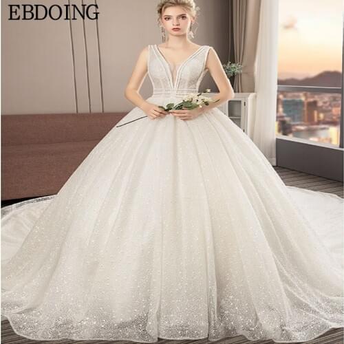 Vestidos De Novia Ball Gown Wedding Dress For Women Long Floor-Length Deep V-neck Neckline Custom Made Plus Size Bride Dress