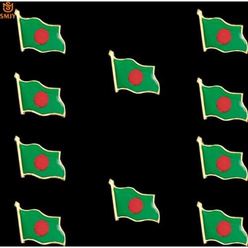 10PCS Bangladesh National Flag Badge Asian Banner Enamel Lapel Paint Travel Pins Jacket&Suit Wearable Badge Brooch Accessories