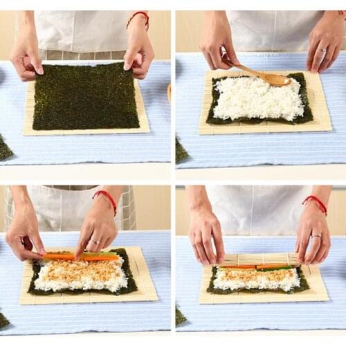1pc Home Sushi Curtain Cooking Accessories Sushi Rolling Roller Hand Maker Sushi Tools Onigiri Rice Rollers Bamboo Non-stick