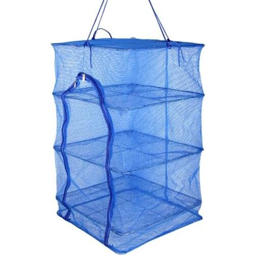 1Pc Folding Fish Drying Net Vegetable Drying Rack Clothes Drying Bag (Blue)