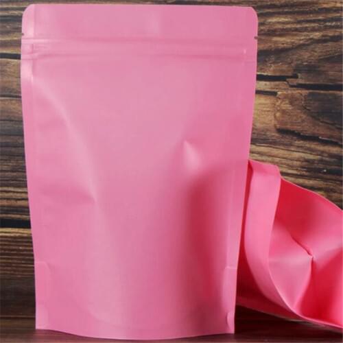100Pcs/Lot Zip Lock Bags Reclosable Pouches Zipper Grip Seal Packaging Clothes Underwear Stand Up Kraft Paper Food Storage Bags