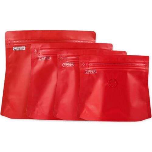 100pcs Matte matte red aluminum foil side zipper stand up bag coffee candy food gift tea packaging bags kitchen storage pocket