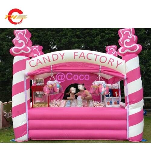 Free air ship to door, 5x4m Candy floss inflatable booth/inflatanle trade show tent for promotion, cheap inflatable candy cabin