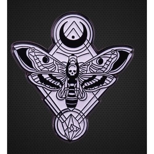 Death head moth Brooch what a moth might see from birth to death if black were white and white were black