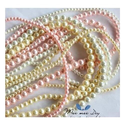 High quality 600 pc 4mm plastic round pearl chain yellow beaded trims sewing on appliques embellishment diy projects craft kits