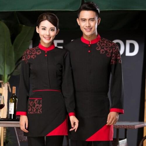 Black Chef Jacket Hotel Restaurant Waiter Uniform Long Sleeved Japanese Food Chef Waitress Uniform Coffee Shop Work Wear 18