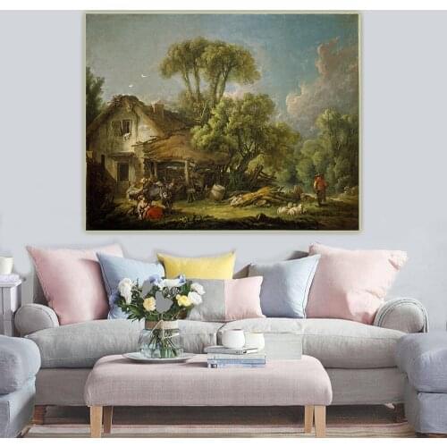 Citon Francois Boucher《Good Morning》Canvas Art Oil Painting Artwork Poster Picture Wall Decor Background Home indoor Decoration
