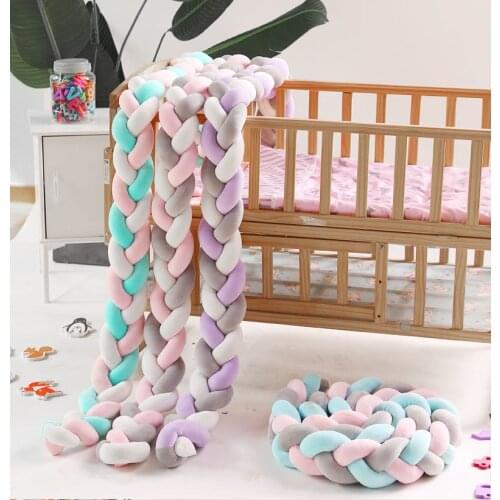 3M Length Baby Bumper Bed Newborn Knotted Braid Bumper Cot Protector Knot Braid Pillow Baby Handmade Nodic Knot Bumper