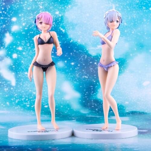 2pcs/lot 20CM pvc Japanese sexy anime figure Re:Zero kara Hajimeru Isekai Seikatsu Rem/Ram swimsuit ver action figure