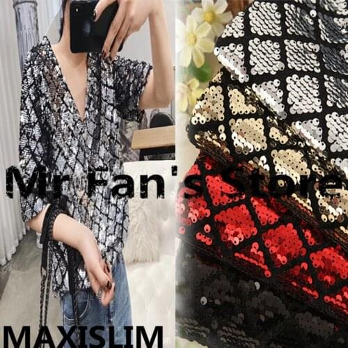 DIY High Quality 5MM Diamond Flannel Sequin Fabric for Important Occasion Fashion Sequins Fabric 5Colors Wide130cm Free Shipping