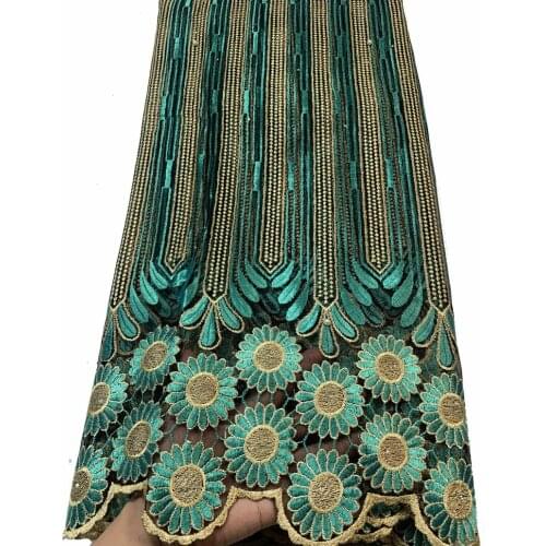 Sky blue 3d African Flower Embroidered Tulle Lace,Pearls African Lace Fabric 2020 High Quality Lace With Beads YSH013