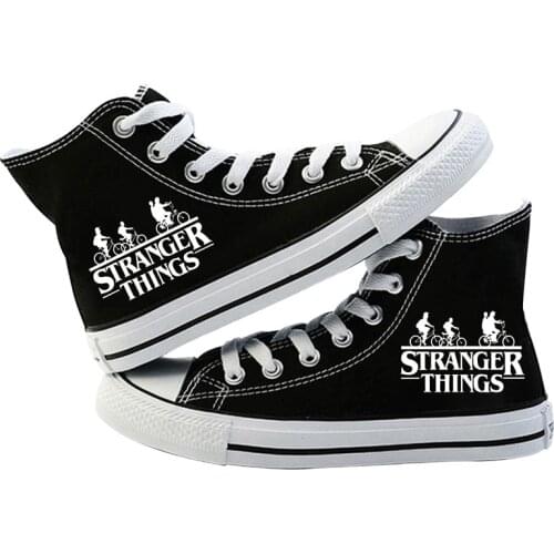 Stranger Things 3 Eleven Dustin Cosplay Shoes Canvas Shoes High Shoes Casual Breathable Couple Flat Shoes for Girls Boys Lovers