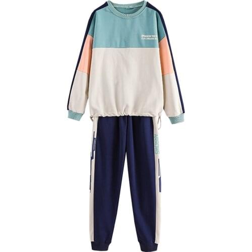 Girls Clothing Suits Two-Piece Cotton Pullover and Trousers Autumn Outfits Casual Letter Long Sleeve Tops Sweatpants with Pocket