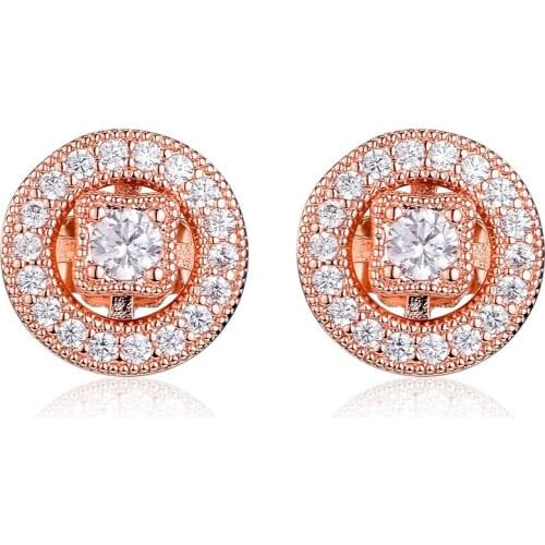 Wholesale 925 Sterling Silver Earring Rose Color Vintage Allure Stud Earrings for Women Wedding Earings Fashion Jewelry Brincos