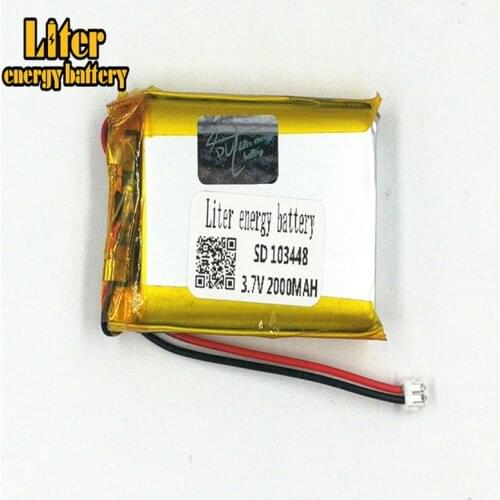 1.5MM 2pin connector 103448 2000mah 3.7v Rechargeable Li Polymer Battery PL LiPo Battery with Wires