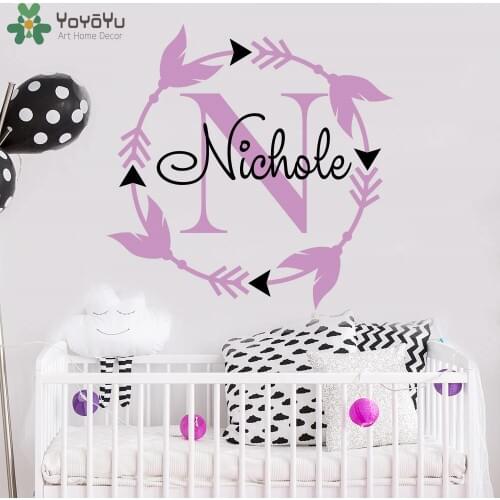 Personalized Name Wall Decal For Kids Rooms Girls Custom Name Vinyl Sticker Monogram Modern Design Bohe Wall Decor DIY Art SY298