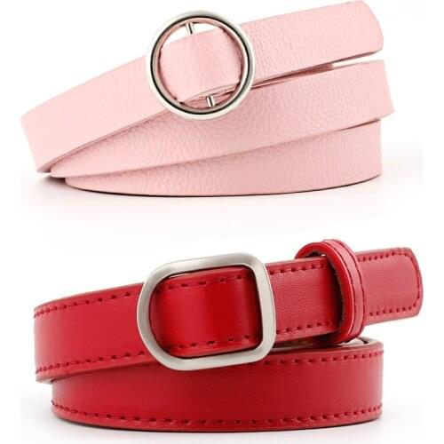 New Ladies Non-porous Smooth Buckle Belts Belt Fashion Womens Wild Casual Jeans Belt Ladies Dress Decorative Punk Thin Belt